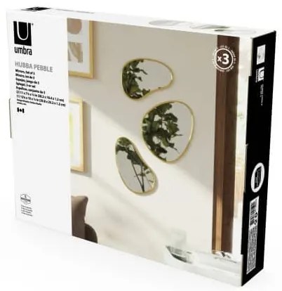 Σετ 3 καθρέπτες Umbra Hubba Pebble Brass (2x20x28)+(1x31x26)