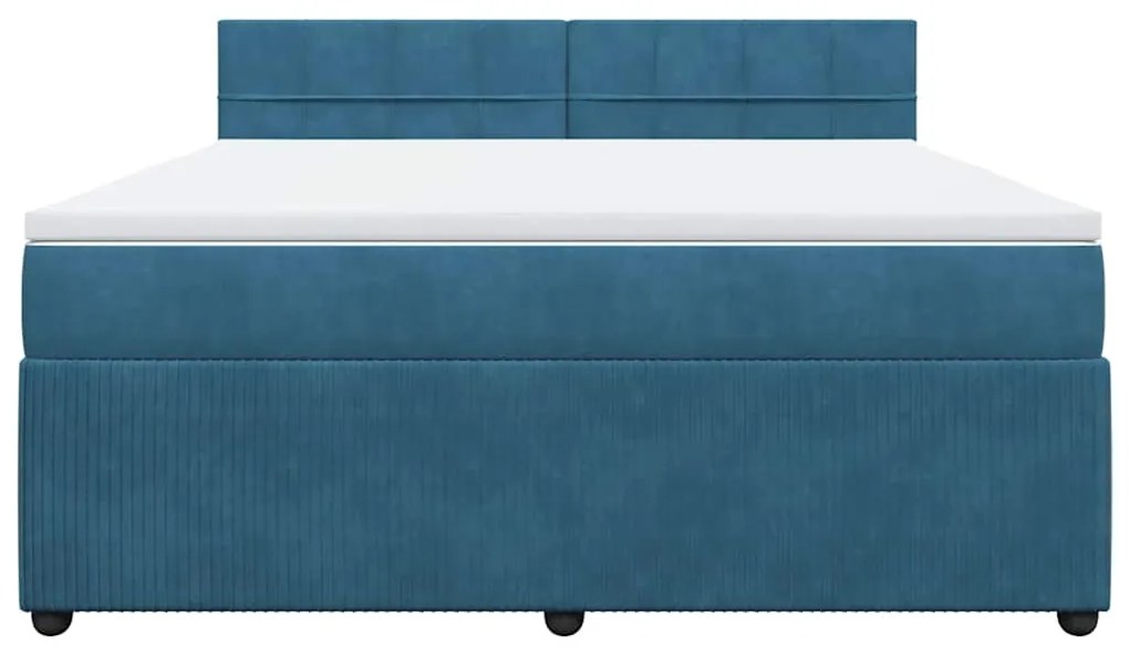 vidaXL Κρεβάτι Boxspring με Στρώμα Μπλε 180x200 εκ. Βελούδινο