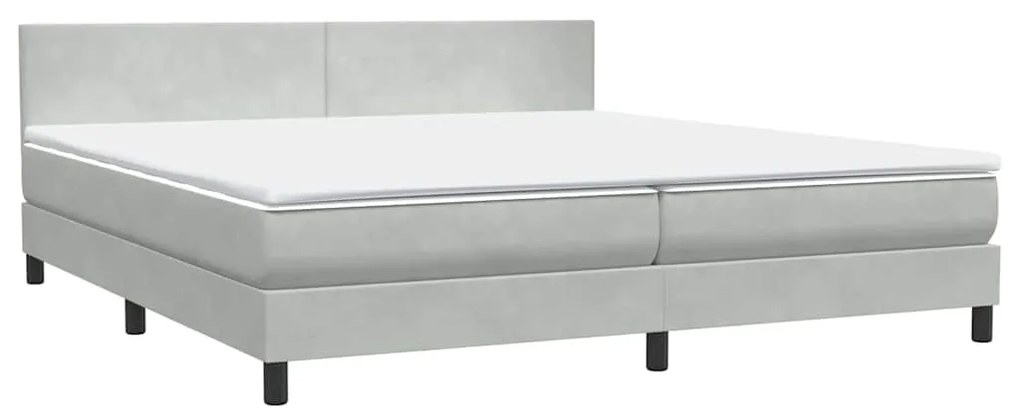 vidaXL Box Spring κρεβάτι με στρώμα ανοιχτό γκρι 200x210 cm Βελούδινο