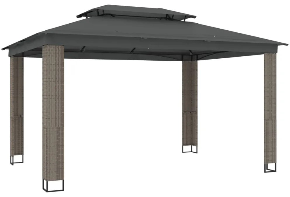 vidaXL Κιόσκι με Διπλή Οροφή Ανθρακί 3,94x2,96 μ. Ατσάλινο