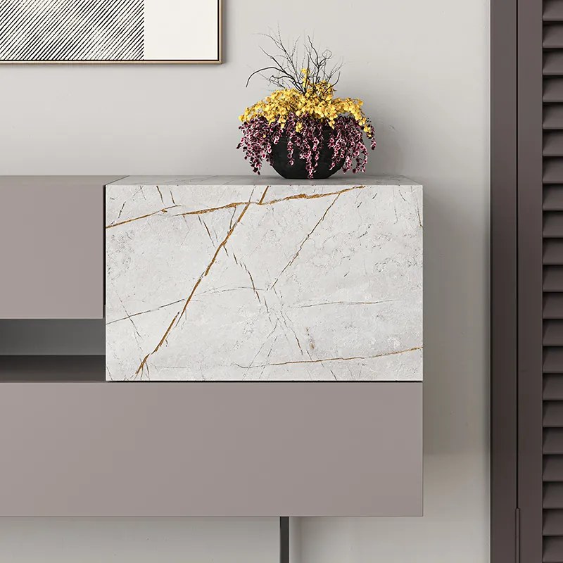 Μπουφές Roberta pakoworld μόκα-λευκό μαρμάρου 145x40x82εκ - 119-001169 - 119-001169