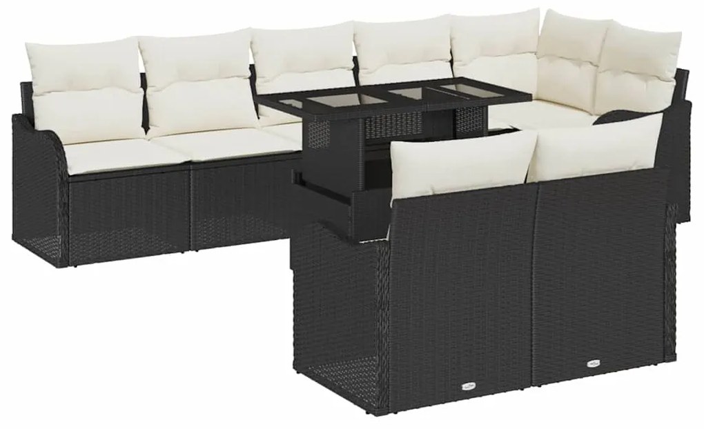 vidaXL Σετ Καναπέ Κήπου 9 pcs Μαύρο 100 x 55 x 73 εκ Πολυ ράταν