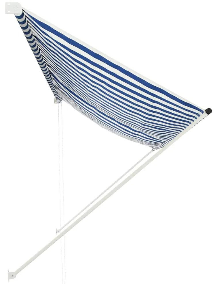 vidaXL Τέντα Συρόμενη Μπλε / Λευκό 350 x 150 εκ.