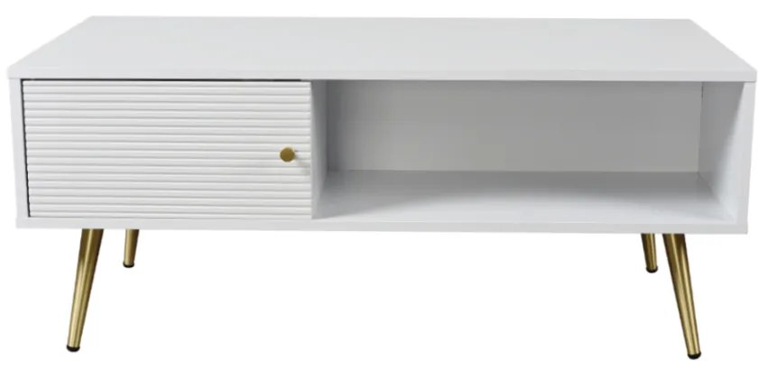 Liberta ZIZEL COFFEE TABLE 1ΠΟΡΤΑ ΛΕΥΚΟ ΜΕ PATTERN ΧΡΥΣΟ 100x50xH42cm 100x50xH42cm 04-0658