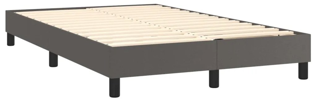 vidaXL Κρεβάτι Boxspring με Στρώμα & LED Γκρι 120x200 εκ. Συνθ. Δέρμα