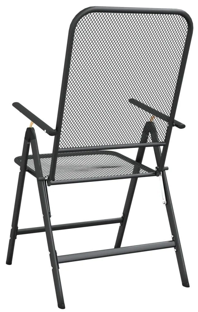 vidaXL Καρέκλες Κήπου Πτυσσόμ. 2 τεμ. Ανθρακί Εκτετ. Μεταλλικό Πλέγμα