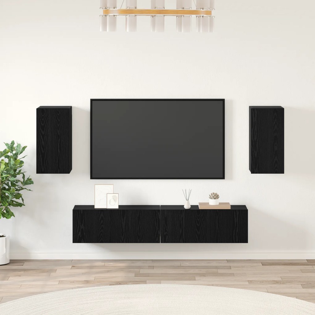 vidaXL Σετ επίπλου τηλεόρασης 4 pcs Μαύρη δρυς 160 x 30 x 30 εκ.
