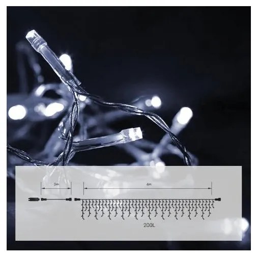 Λαμπάκια Βροχή 200 LED Διάφανο 4m IP44 Ψυχρό Φως 27-00266 Panagoulas 27-00266 Διάφανο