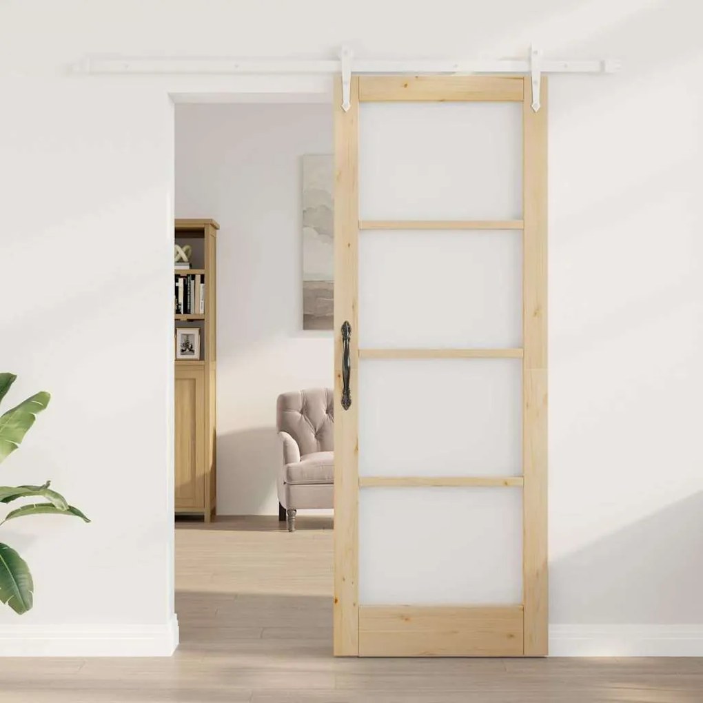 vidaXL Ολισθητή Πόρτα Χειροκίνητος Καφέ 78 x 211 εκ Ξύλο και μέταλλο
