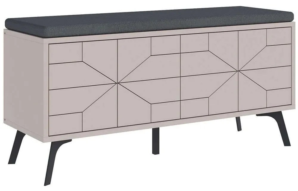 Παπουτσοθήκη Dune Bench 855DTE5125 107x35x55cm Light Mocha Μοριοσανίδα, Μέταλλο
