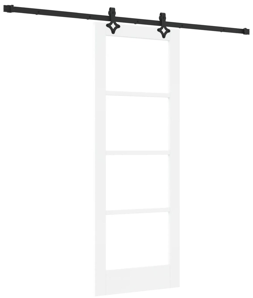 vidaXL Συρόμενη Πόρτα  με Σετ Υλικών Λευκό 73.5x198.5 εκ Συμπαγές Ξύλο Πεύκο