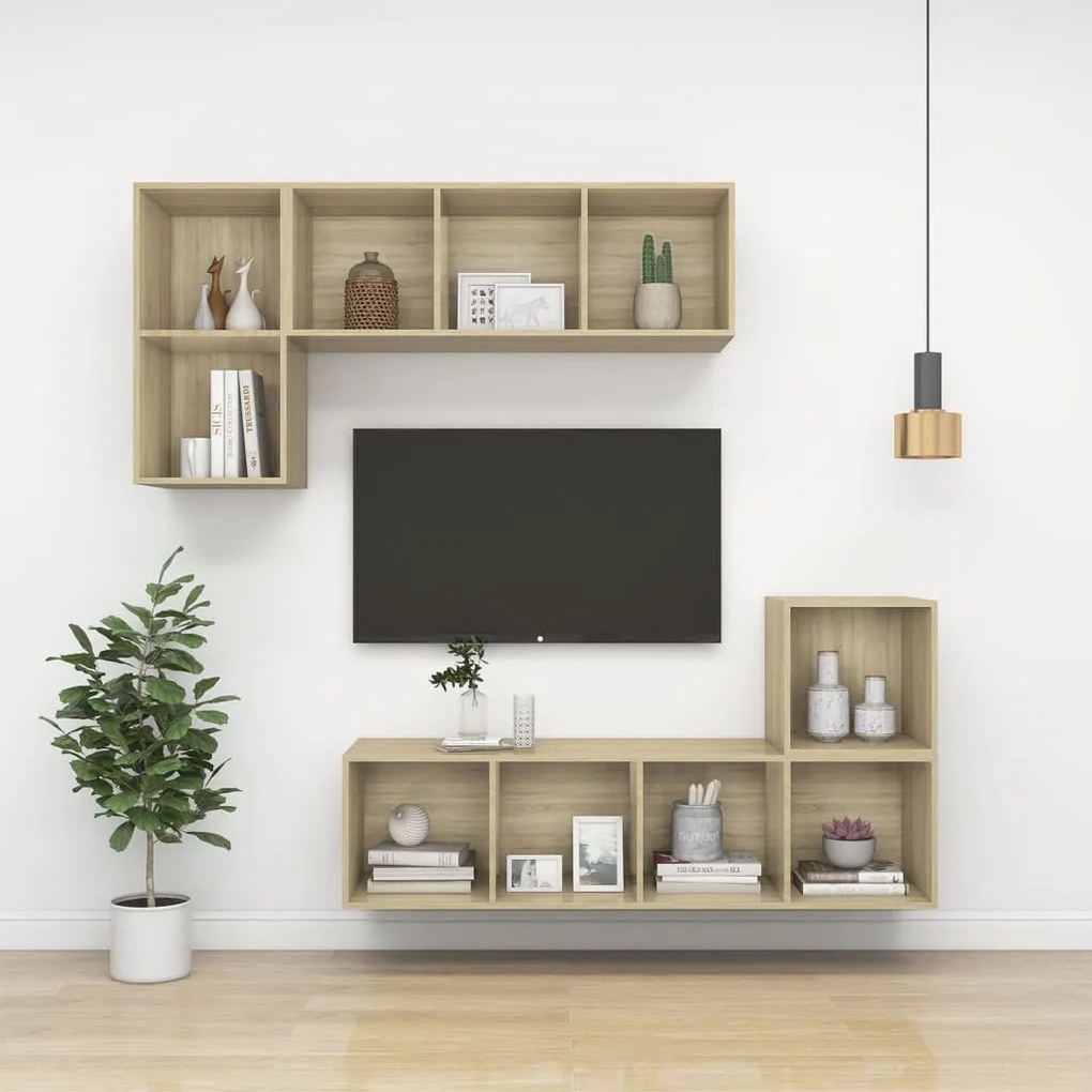 Έπιπλο Τηλεόρασης Κρεμαστό Δρυς 37x37x142,5 εκ. από Επεξ. Ξύλο 805492