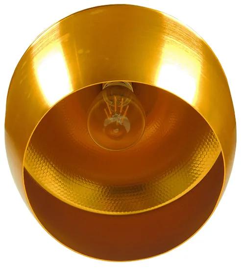 GloboStar® SHANGHAI GOLD 01544 Μοντέρνο Κρεμαστό Φωτιστικό Οροφής Μονόφωτο 1 x E27 Χρυσό Μεταλλικό Καμπάνα Φ24 x Y30cm