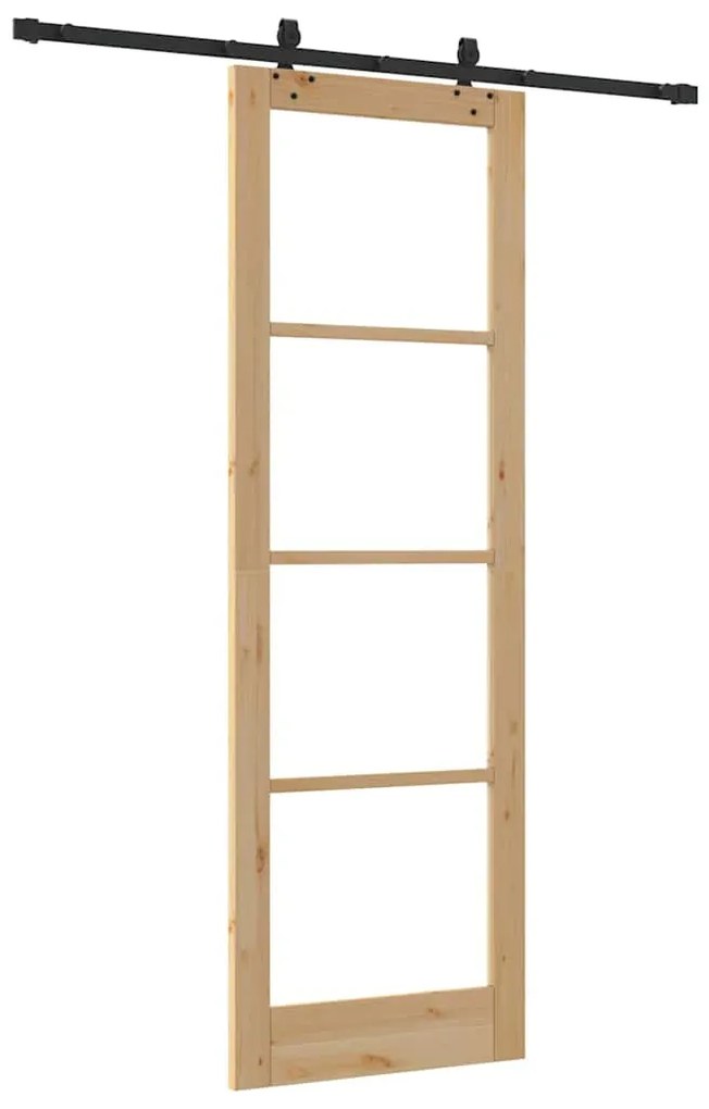 vidaXL Συρόμενη Πόρτα Χειροκίνητος Καφέ 78 x 232 cm Ξύλο και μέταλλο