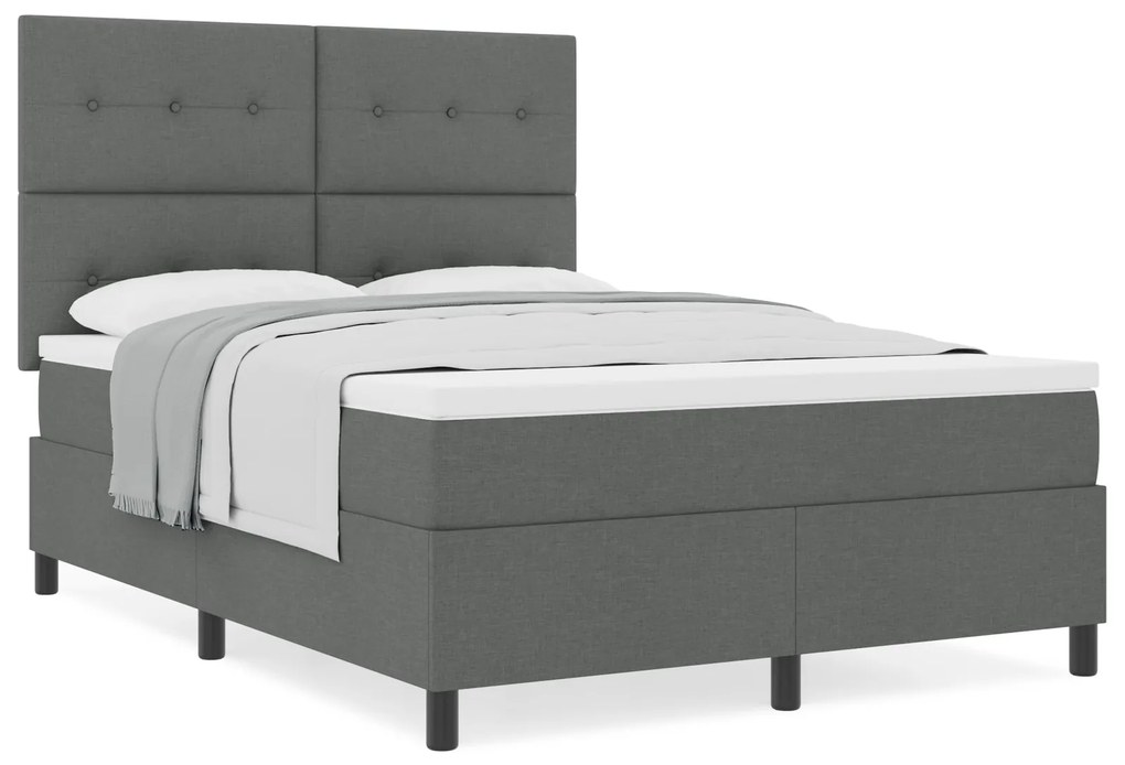 vidaXL Κρεβάτι Box Spring με Στρώμα Σκοτεινό Γκρι 160x200 cm Υφασμάτινο
