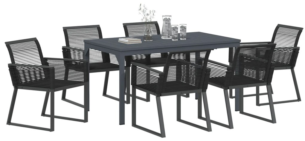 vidaXL Σετ Τραπεζαρίας Κήπου 7 pcs Μαύρο Μεσαίο