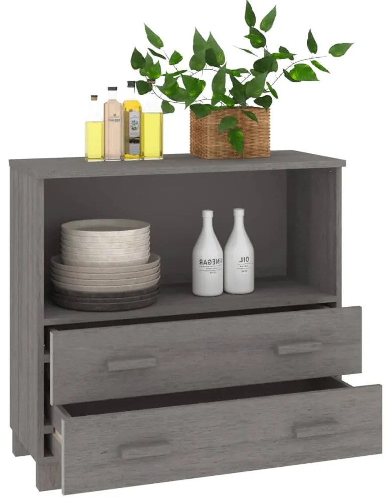 vidaXL Ντουλάπι HAMAR Αν. Γκρι 85 x 35 x 80 εκ. από Μασίφ Ξύλο Πεύκου