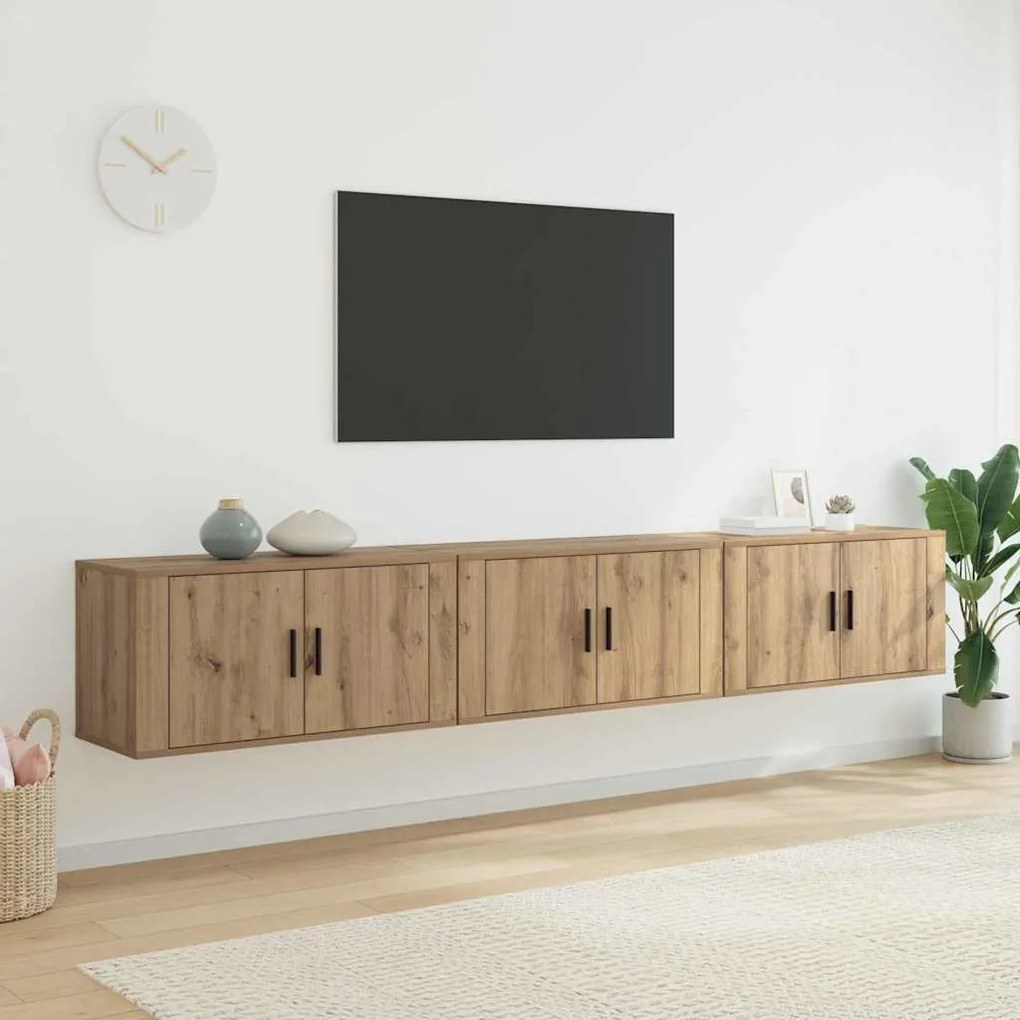 vidaXL Σετ Βαθμιδωτών Ντουλαπιών Τηλεόρασης 3 pcs Artisan Oak