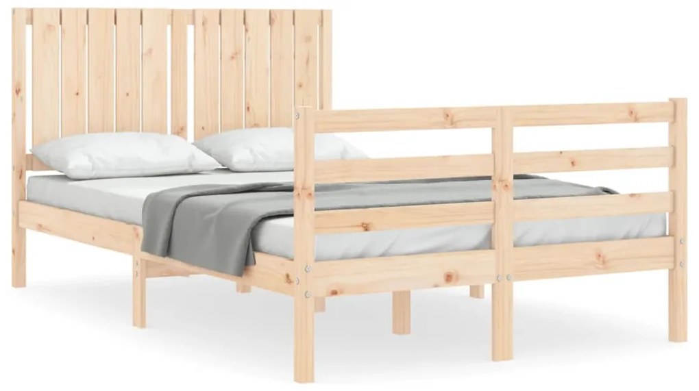 vidaXL Πλαίσιο Κρεβατιού με Κεφαλάρι από Μασίφ Ξύλο Small Double