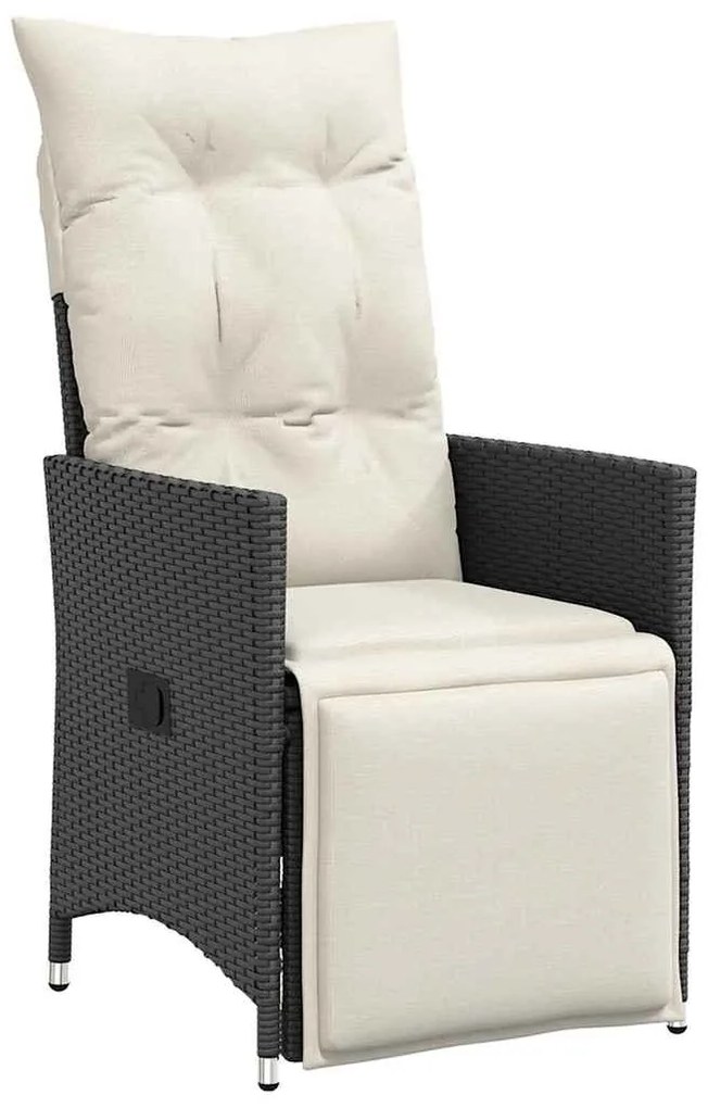 vidaXL Σέτ φαγητού για κήπο με μαξιλάρι 5 pcs Μαύρο Πολυ ράταν