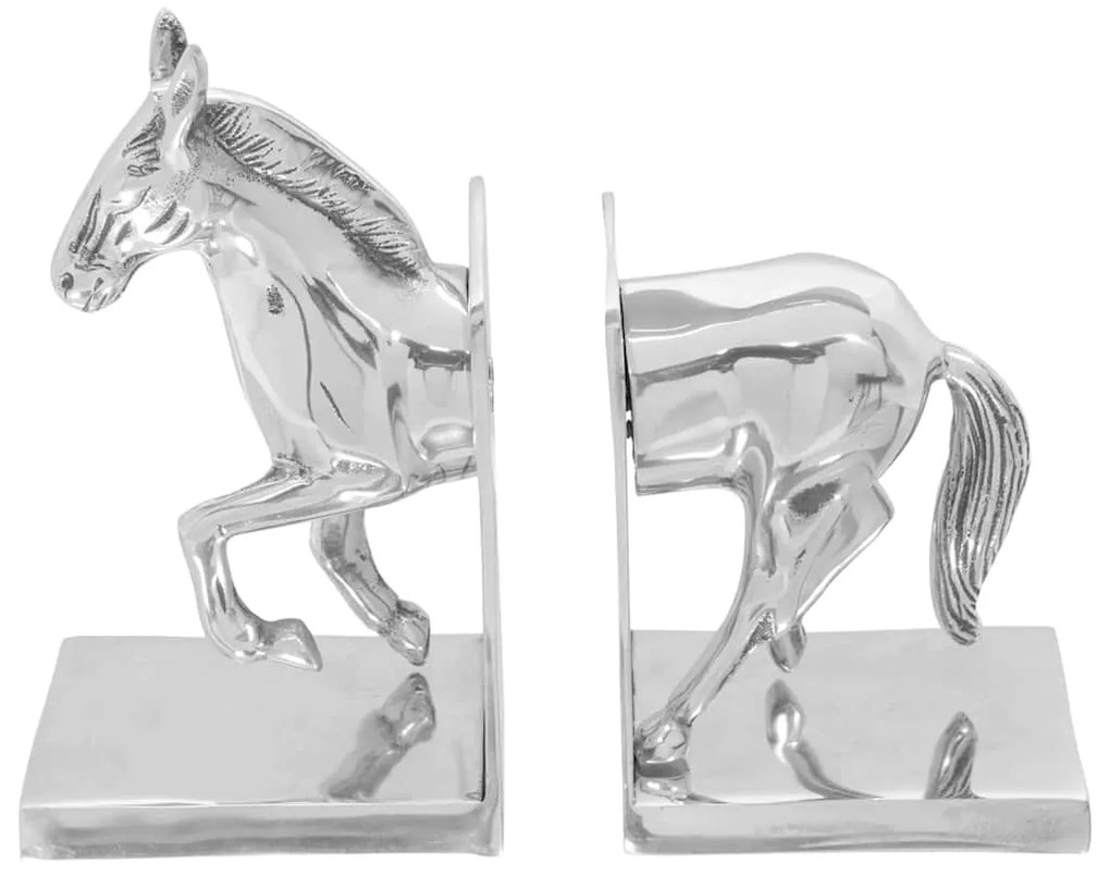 vidaXL Βιβλιοστάτες 2 pcs Ασημί 11 x 14 x 25 εκ. Αλουμίνιο