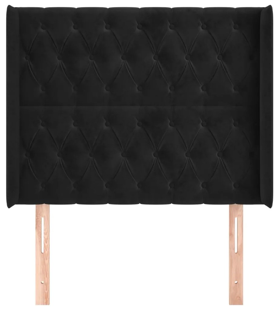 vidaXL Κεφαλάρι με Πτερύγια Μαύρο 93x16x118/128 εκ. Βελούδινο