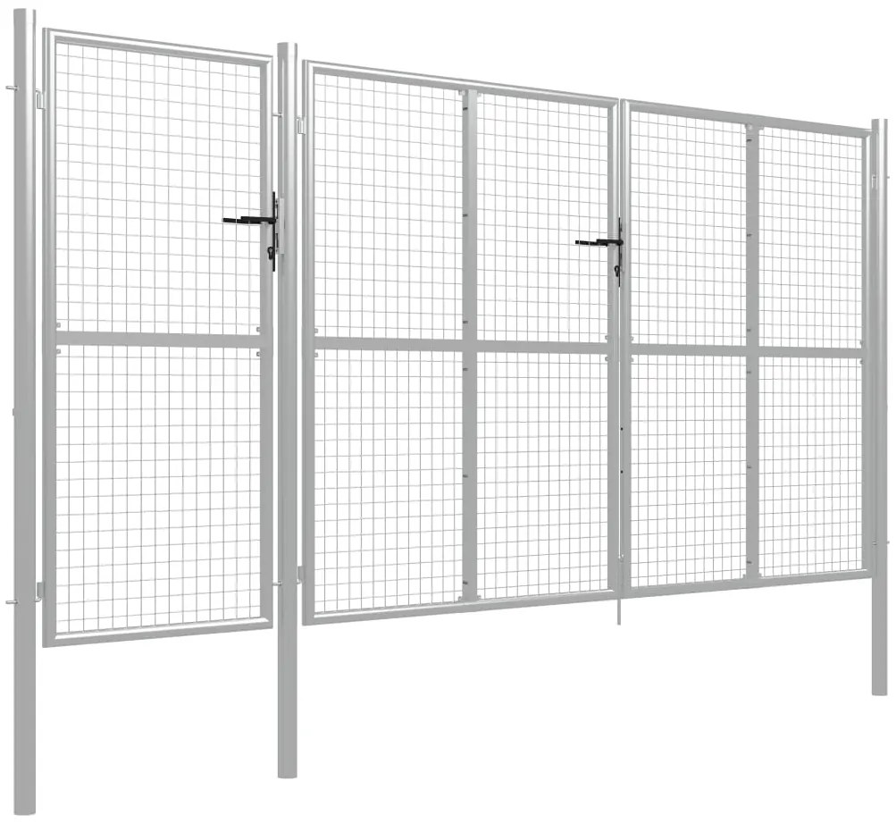 vidaXL Πόρτα Περίφραξης Κήπου Ασημί 400 x 150 εκ. Ατσάλινη