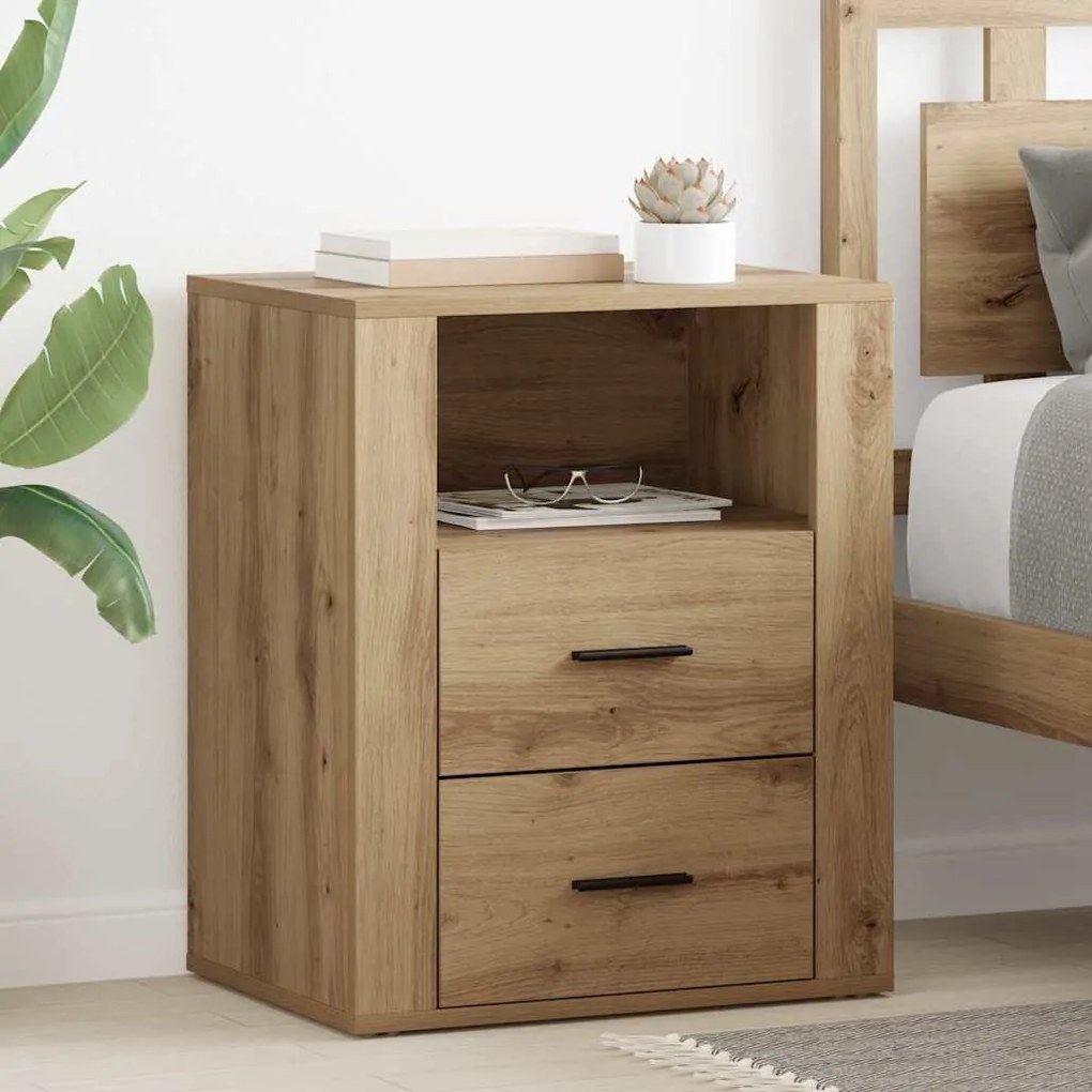 vidaXL Κομοδίνο artisan δρυς 50 x 36 x 60 εκ. Επεξεργασμένο ξύλο