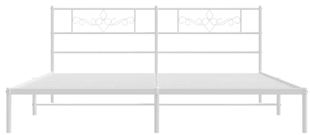 vidaXL Πλαίσιο Κρεβατιού με Κεφαλάρι Λευκό 200 x 200 εκ. Μεταλλικό