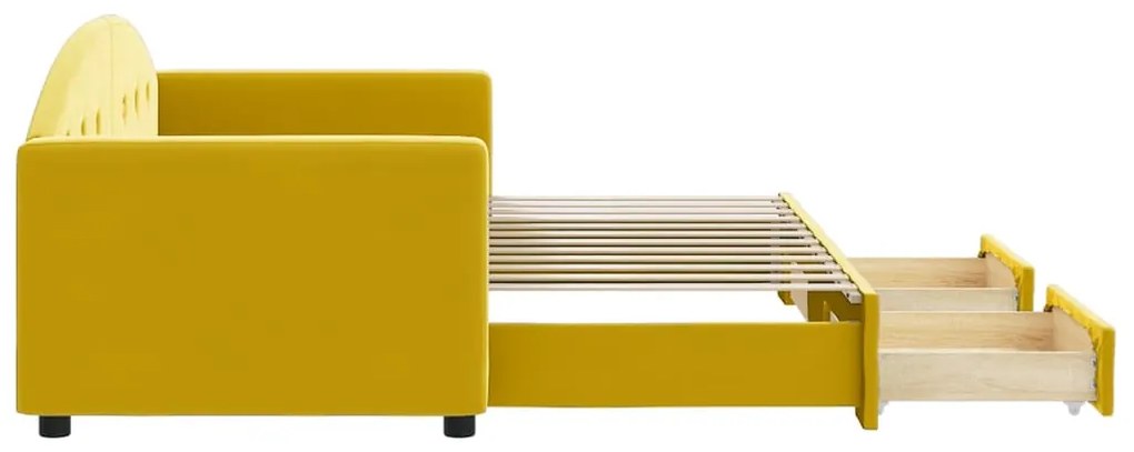 vidaXL Καναπές Κρεβάτι Συρόμενος Κίτρινο 80x200εκ. Βελούδινος Συρτάρια