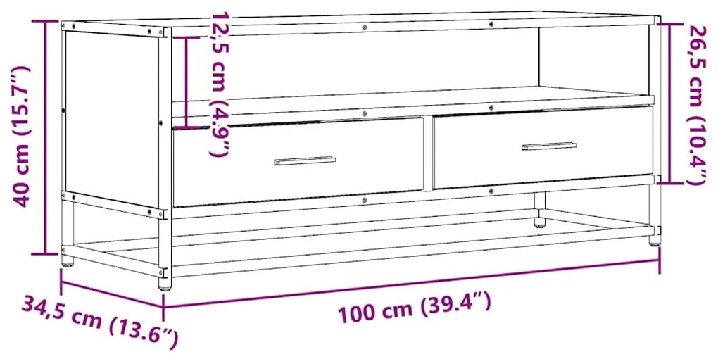 Ντουλάπι τηλεόρασης καφέ δρυς 100x34,5x40 cm - Καφέ