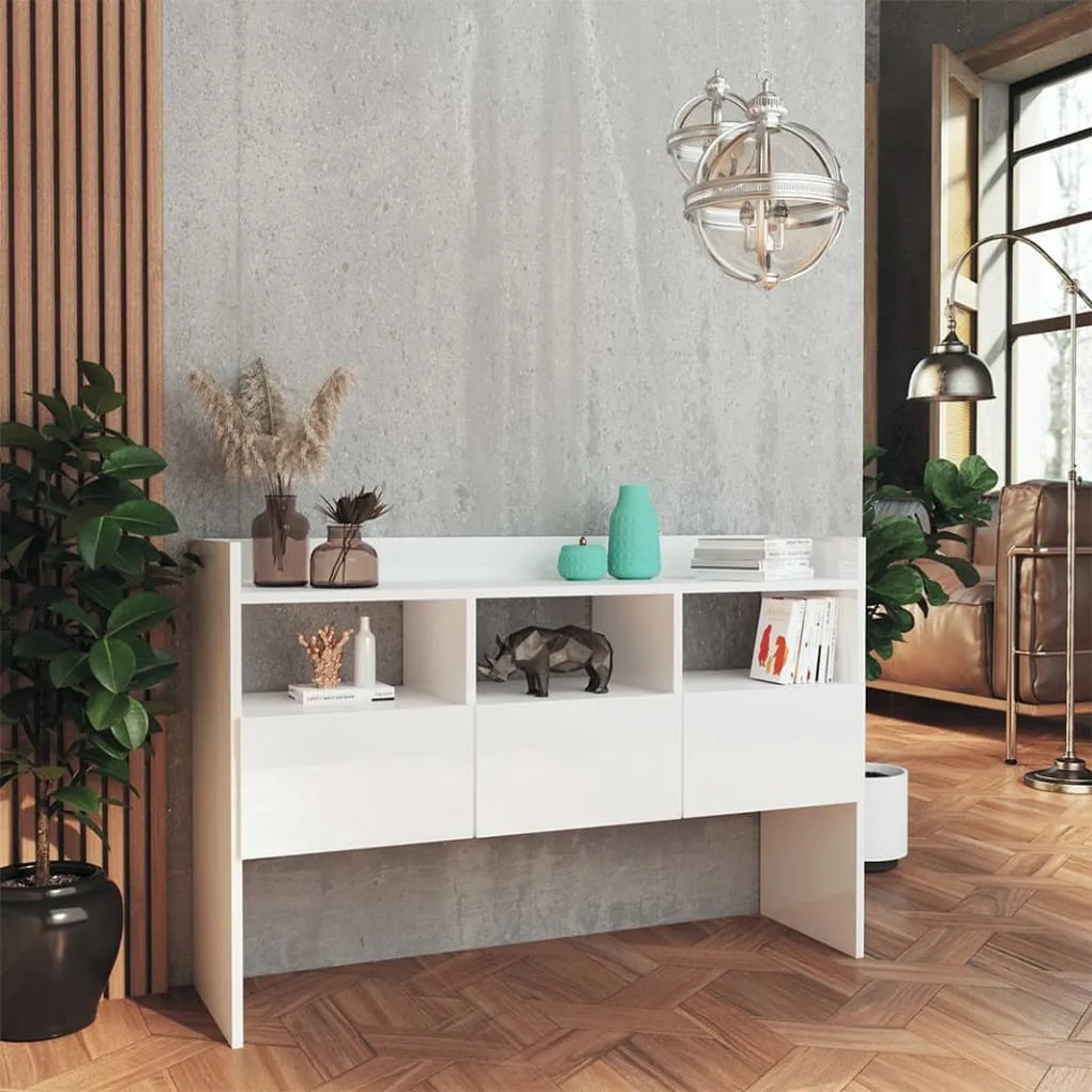 vidaXL Μπουφές Γυαλιστερό Λευκό 105 x 30 x 70 εκ. από Επεξ. Ξύλο