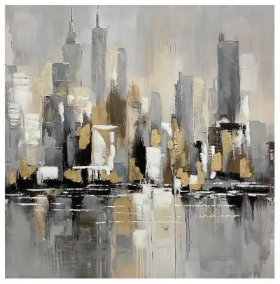 ΠΙΝΑΚΑΣ ΣΕ ΚΑΜΒΑ Fylliana ”New York 36182” ΓΚΡΙ-ΜΠΕΖ 100x4x100εκ 166-225-054