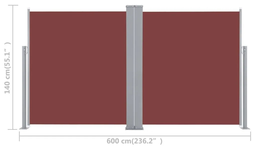 Σκίαστρο Πλαϊνό Συρόμενο Καφέ 140 x 600 εκ. - Καφέ