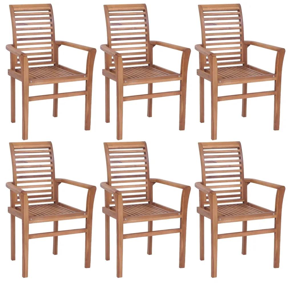 Καρέκλες Τραπεζαρίας Στοιβαζόμενες 6 τεμ. από Μασίφ Ξύλο Teak
