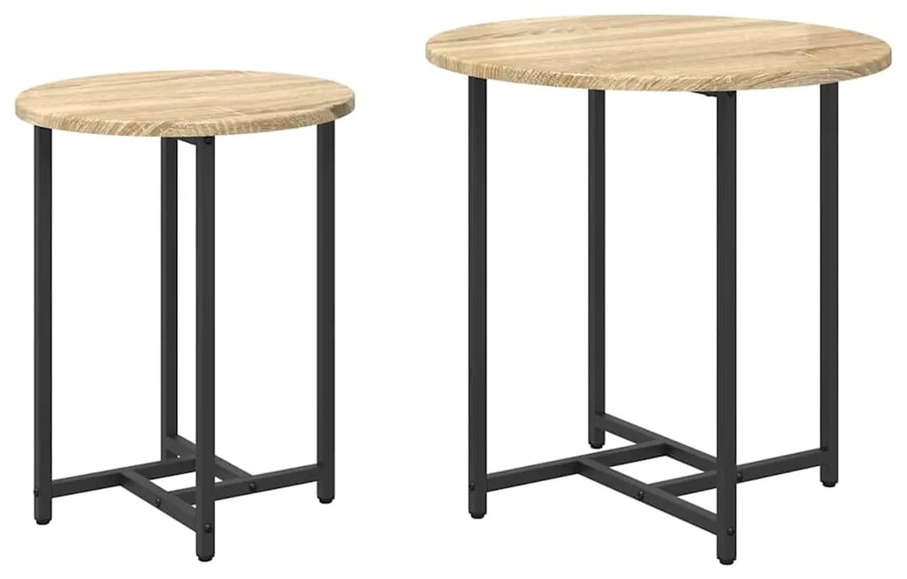 vidaXL Σετ βοηθητικά τραπεζάκια 2 pcs Βελανιδιά Σονομά και Μαύρο