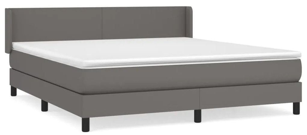 vidaXL Κρεβάτι Boxspring με Στρώμα Γκρι 160x200εκ. από Συνθετικό Δέρμα