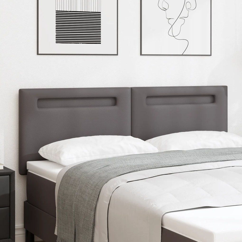 vidaXL Κεφαλάρι Επιτοίχιο με κεφαλάρι Γκρι 144 cm PVC