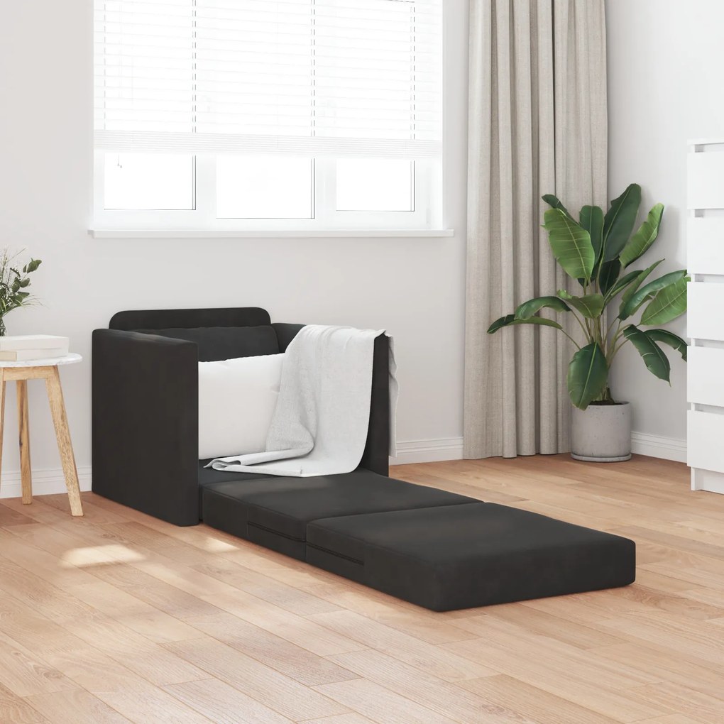 vidaXL Καναπές Κρεβάτι 2 σε 1 Μαύρος 74x77x81 cm Βελούδο