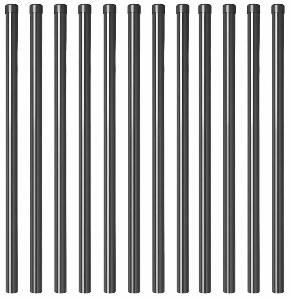 vidaXL Πό posts φράχτη 12 pcs Γκρι 120 cm Ατσάλι με Επικάλυψη Πούδρας