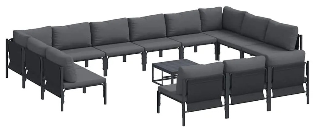 vidaXL Σετ Καναπέ Κήπου 14 pcs Ανθρακί Ατσάλι