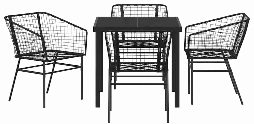 vidaXL Σέτ φαγητού για κήπο 5 pcs Μαύρο συνθετικό ρατάν