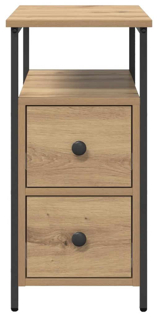 vidaXL Κομοδίνο artisan δρυς 30 x 60 x 60 εκ. Σίδηρος και μοριοσανίδα