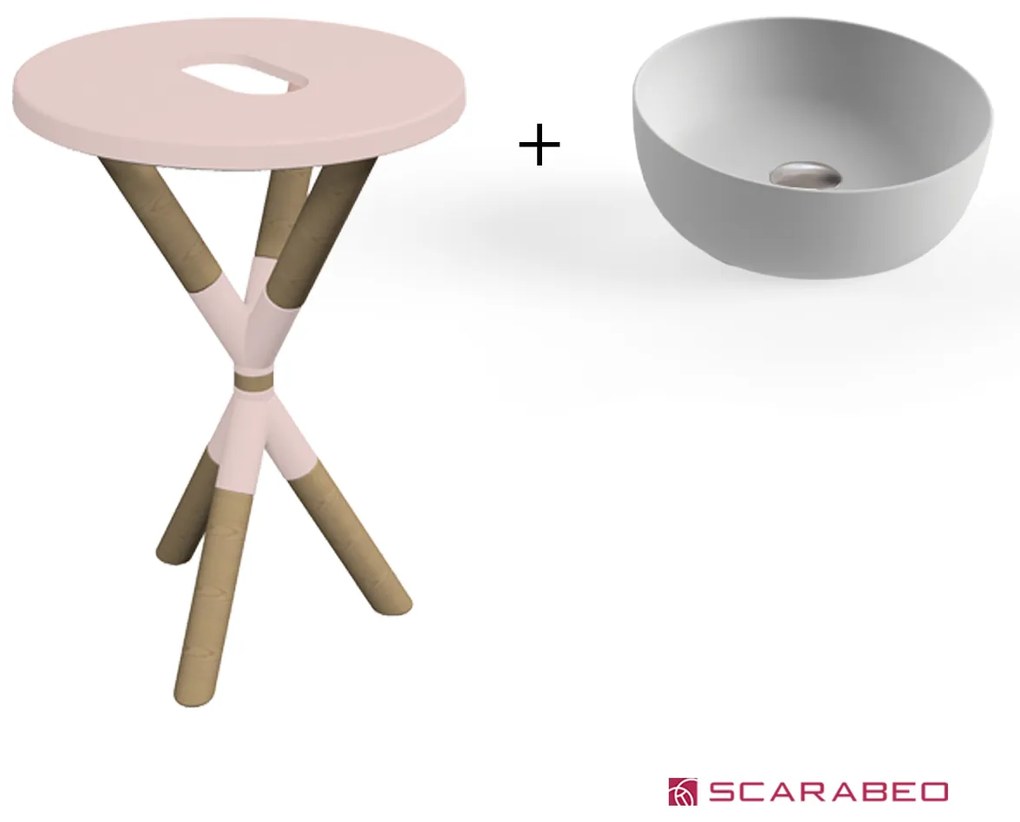 Scarabeo Cross 2501F0-9854 Antique Pink Πάγκος Με Νιπτήρα Glam Pearl Ø39εκ.