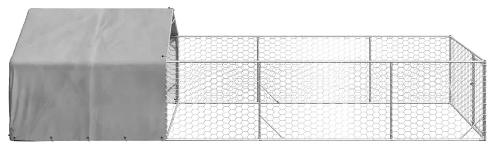 vidaXL Κλουβί Σκύλου Εξωτερ. Χώρου με τρεχάλα 6x2x1,5μ. Γαλβαν. Ατσάλι