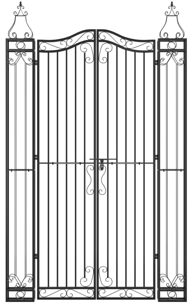 vidaXL Πύλη Κήπου Μαύρη 121 x 8 x 200 εκ. από Σφυρήλατο Σίδερο