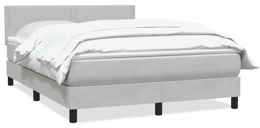 Κρεβάτι Boxspring με Στρώμα Ανοιχτό Γκρι 160x210 εκ. Βελούδινο - Γκρι