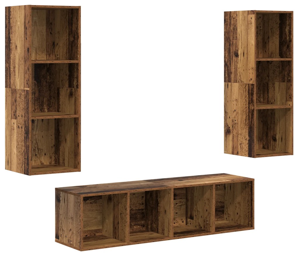 vidaXL Σετ επίπλου τηλεόρασης 3 pcs Παλαιό ξύλο 37 x 37 x 142.5 εκ