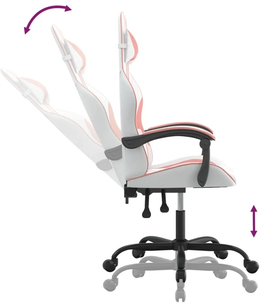 vidaXL Καρέκλα Gaming Λευκό και Ροζ από Συνθετικό Δέρμα