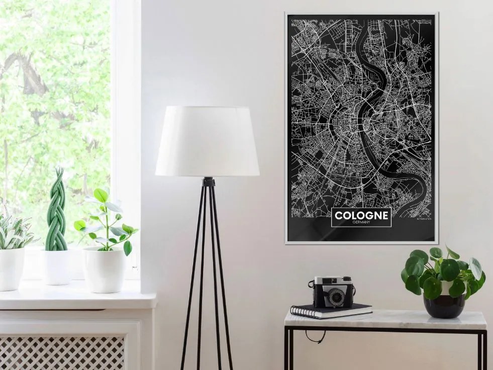 Αφίσα - City Map: Cologne (Dark) - 20x30 - Χρυσό - Χωρίς πασπαρτού